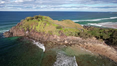 norries headland at cabarita beach on the tweed coast of new south wales, australia - drone shot