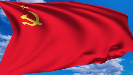 flag of the soviet union against a cloudy sky (alpha channel, loopable)