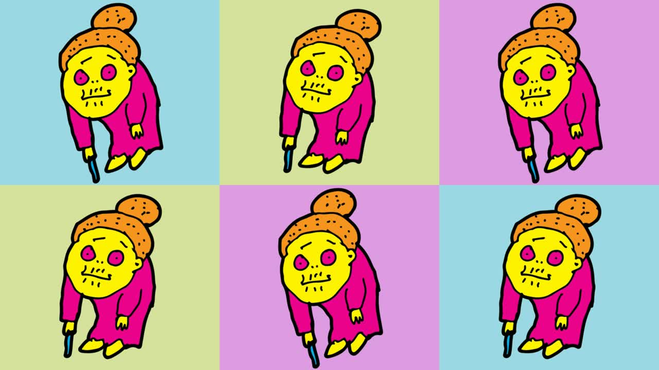 kids drawing pop art seamless background with theme of old granny