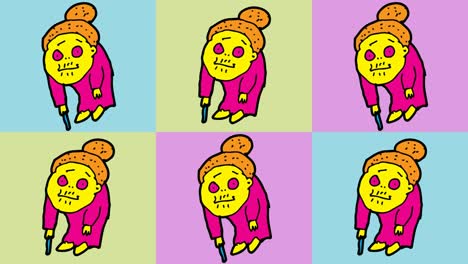 kids drawing pop art seamless background with theme of old granny