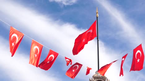 turkish flags waving in the wind