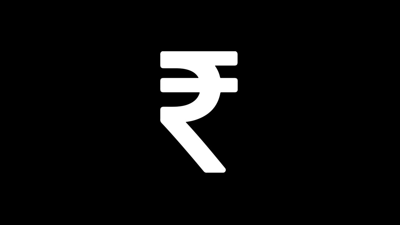 Rupee Indian Currency icon Vintage Twitched Bad Signal Animation.