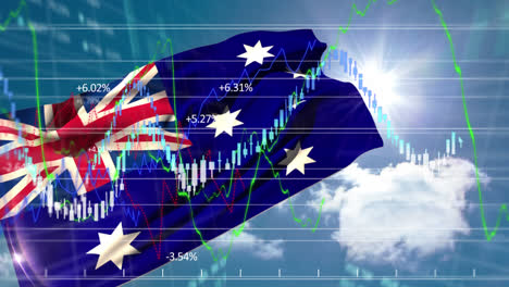 australian flag against clouds