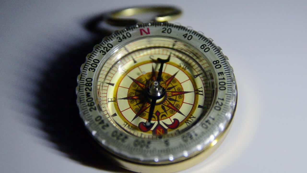 Close Up Of A Compass on a White Surface