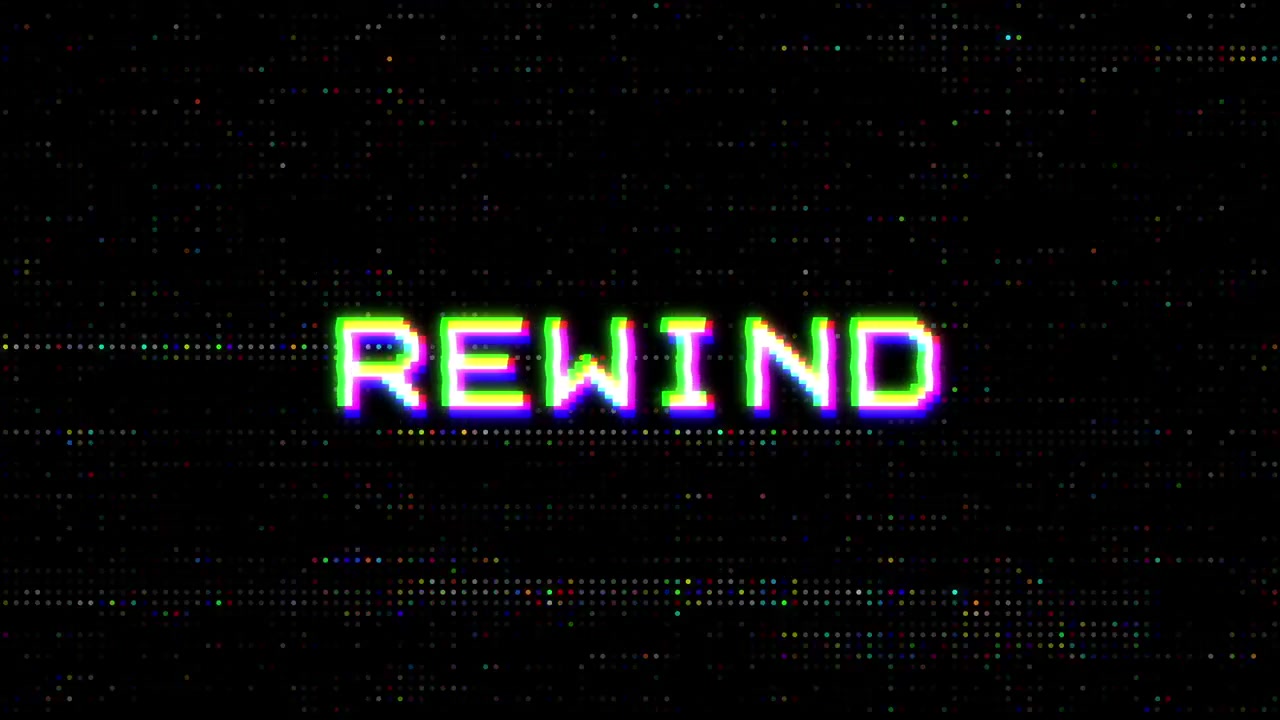 Retro Rewind Text with Digital Glitch Effect