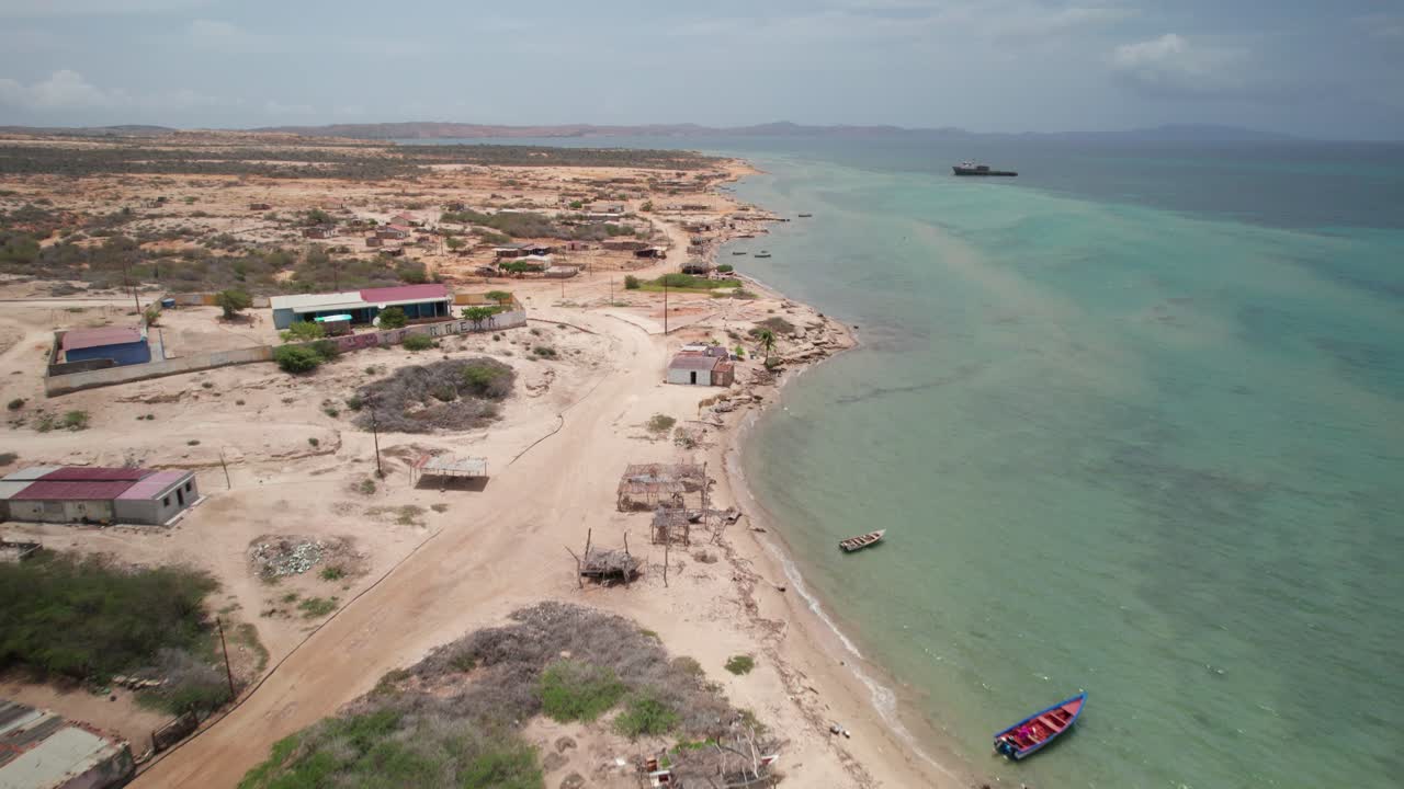 Vista aerea di Playa Punta Arena, penisola di Araya, costa del Venezuela