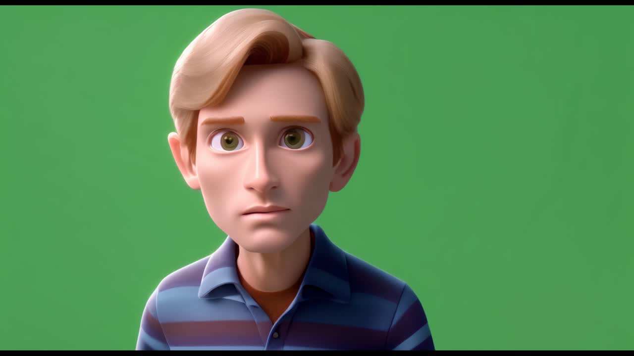 Un niño de dibujos animados con un fondo verde.