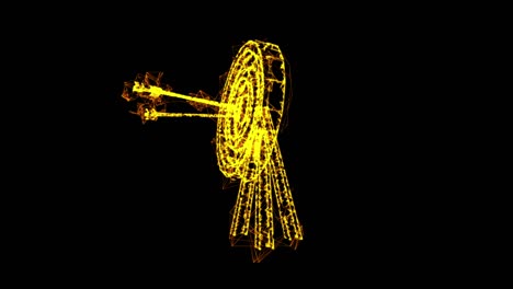objetivo de tiro con arco. flechas golpean el concepto de objetivo redondo. marco de alambre tecnología de malla poli baja