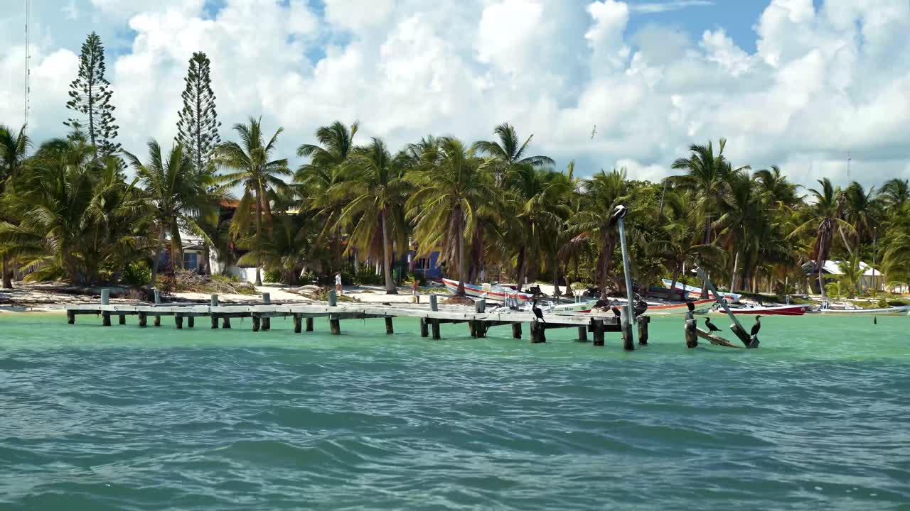 acercándose al hermoso puerto tropical de la pequeña ciudad pesquera de punta allen