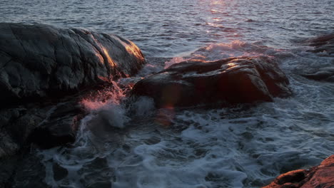 mysterious dark ocean rippling at beautiful golden sunset