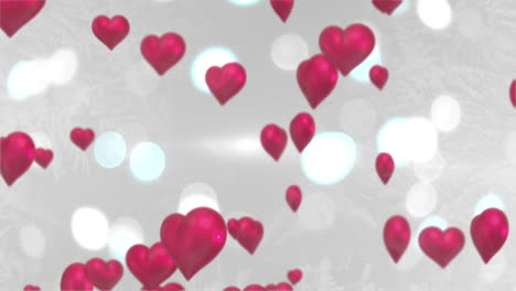 corazones rosados flotando contra un fondo brillante