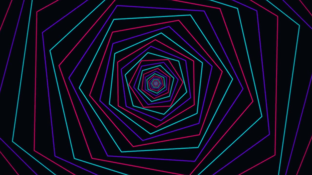 Abstrakti neonkuusikulmiotunneli-animaatio
