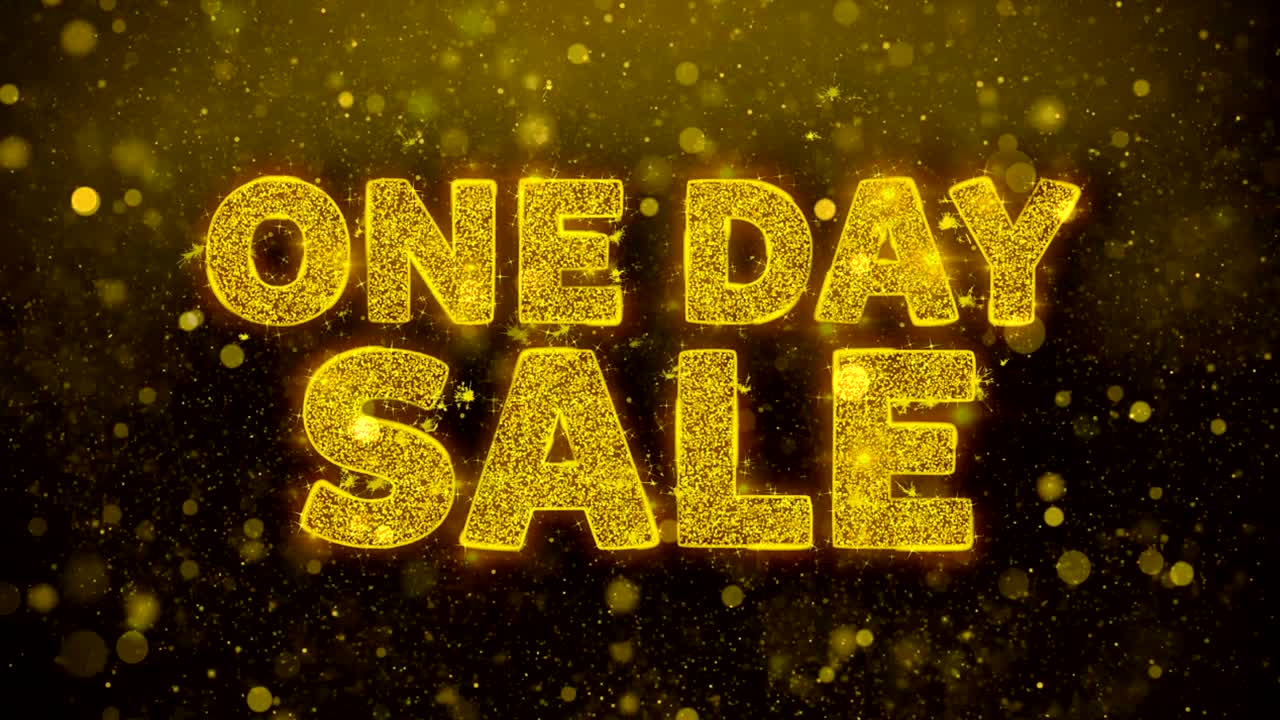 골든 글리터 반이는 입자 애니메이션에 대한 일일 판매 텍스트