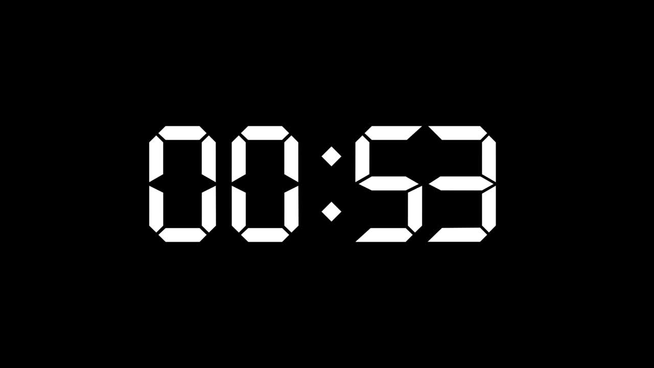 One minute digital timer clock countdown from sixty to zero Loop Animation Background.
