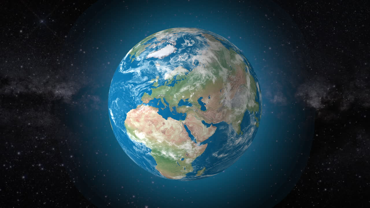 영화적 비디오 배경은 현실적인 지구가 회전하고, 흑해 국가를 확대합니다.