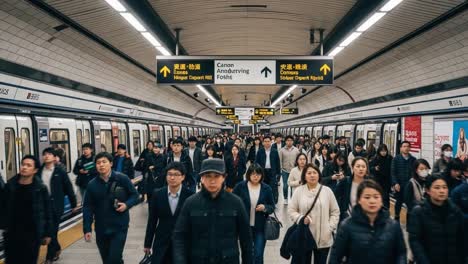 crowded subway station with commuters