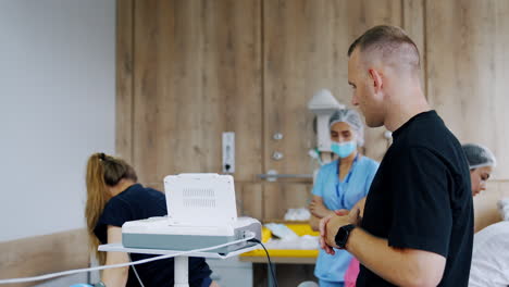 medical examination in a hospital room