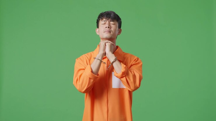 Man in Orange Jumpsuit with Handcuffs