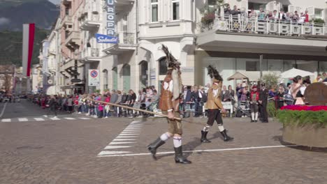 traditional wine harvest parade in the alps