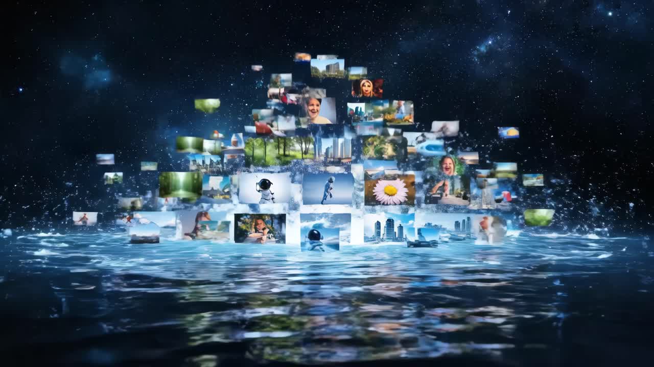 Abstract Pyramid and Waterfall in Space