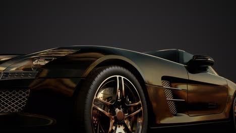 luxury sport car in dark studio with bright lights