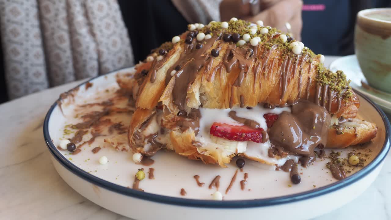 Chocolate Covered Croissant with Strawberries