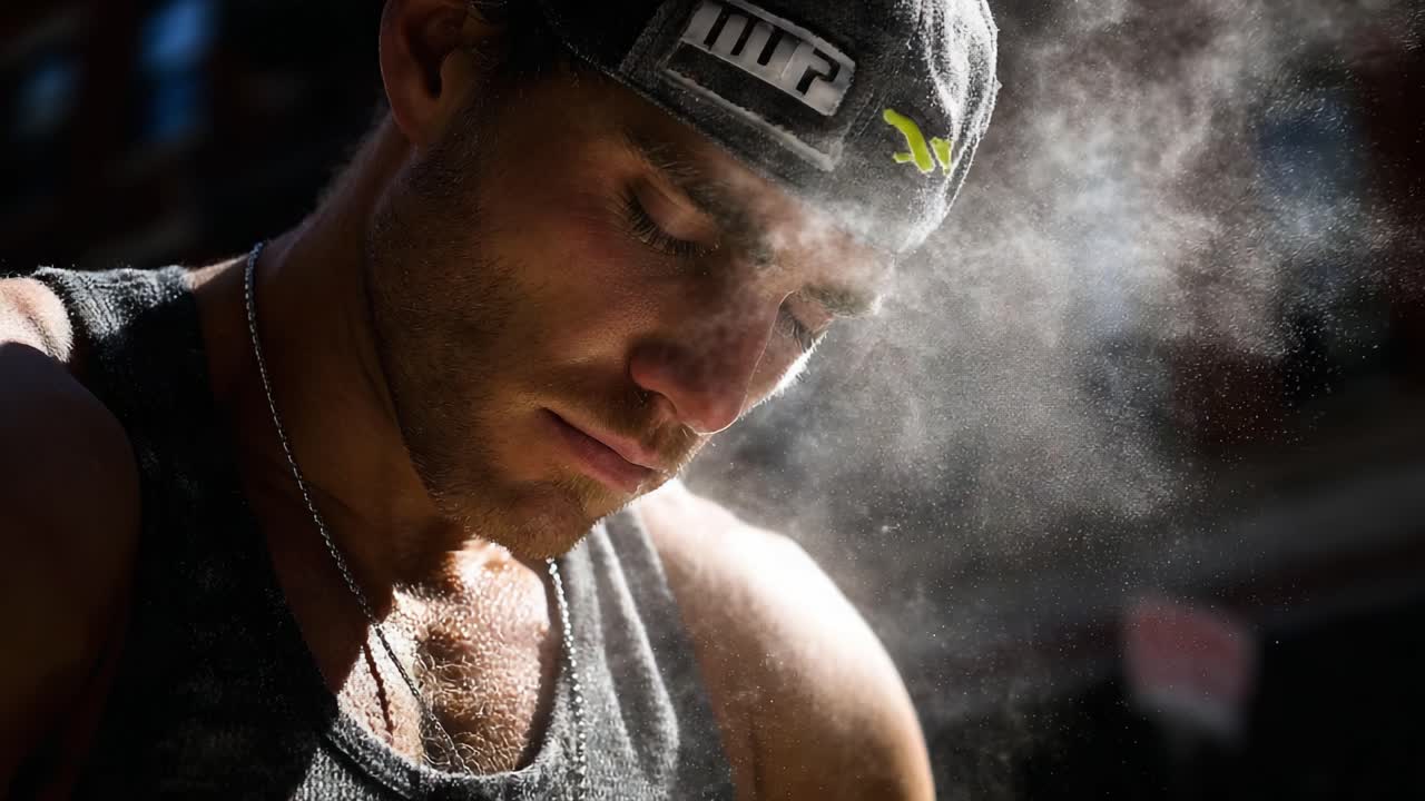 A Focused Climber Preparing for Ascent: Captivating Moments of Determination and Grit Captured in Stunning Detail