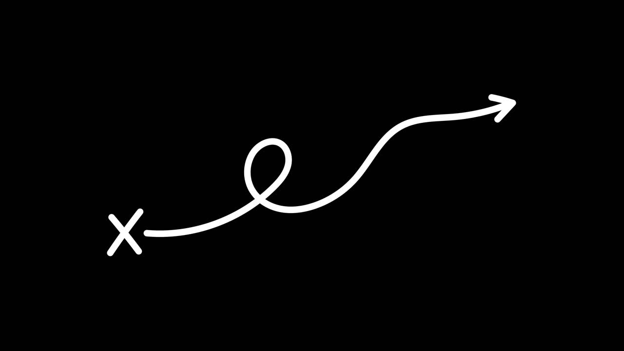 Animated Hand-Drawn Arrow Tracing Path from X Mark