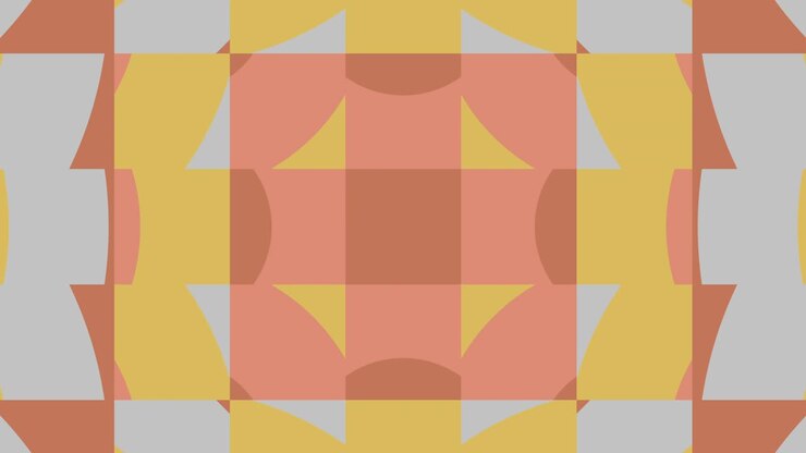Minimal geometric motion graphic background. Abstract tiles in trendy multicolor palette variation. Seamless loop animation with basic shapes