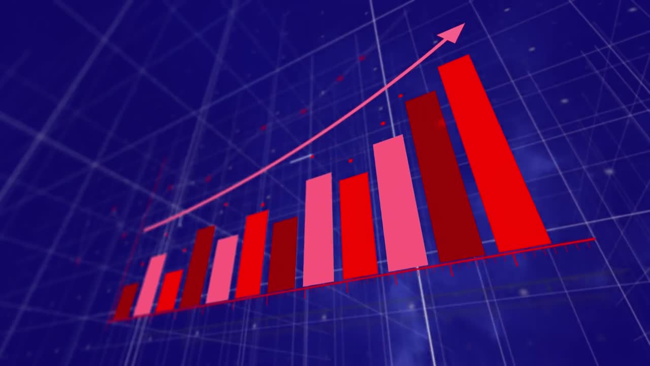 animación del procesamiento de datos sobre un fondo azul
