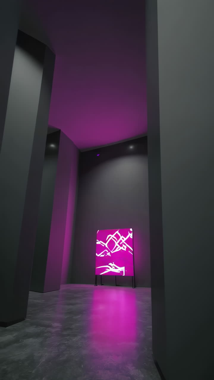 Modern Art Installation with Pink Lighting