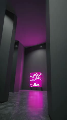 modern art installation with pink lighting