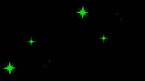 animación estrellas verdes en forma de chispas sobre un fondo negro.