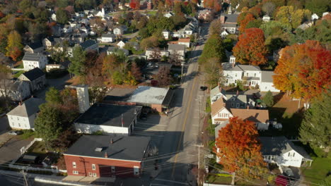 gorgeous drone flyover of lisbon falls' downtown, maine