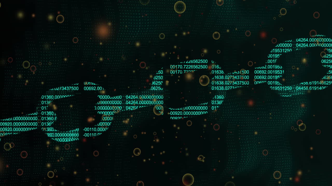 Animation of block chain over black background with circles