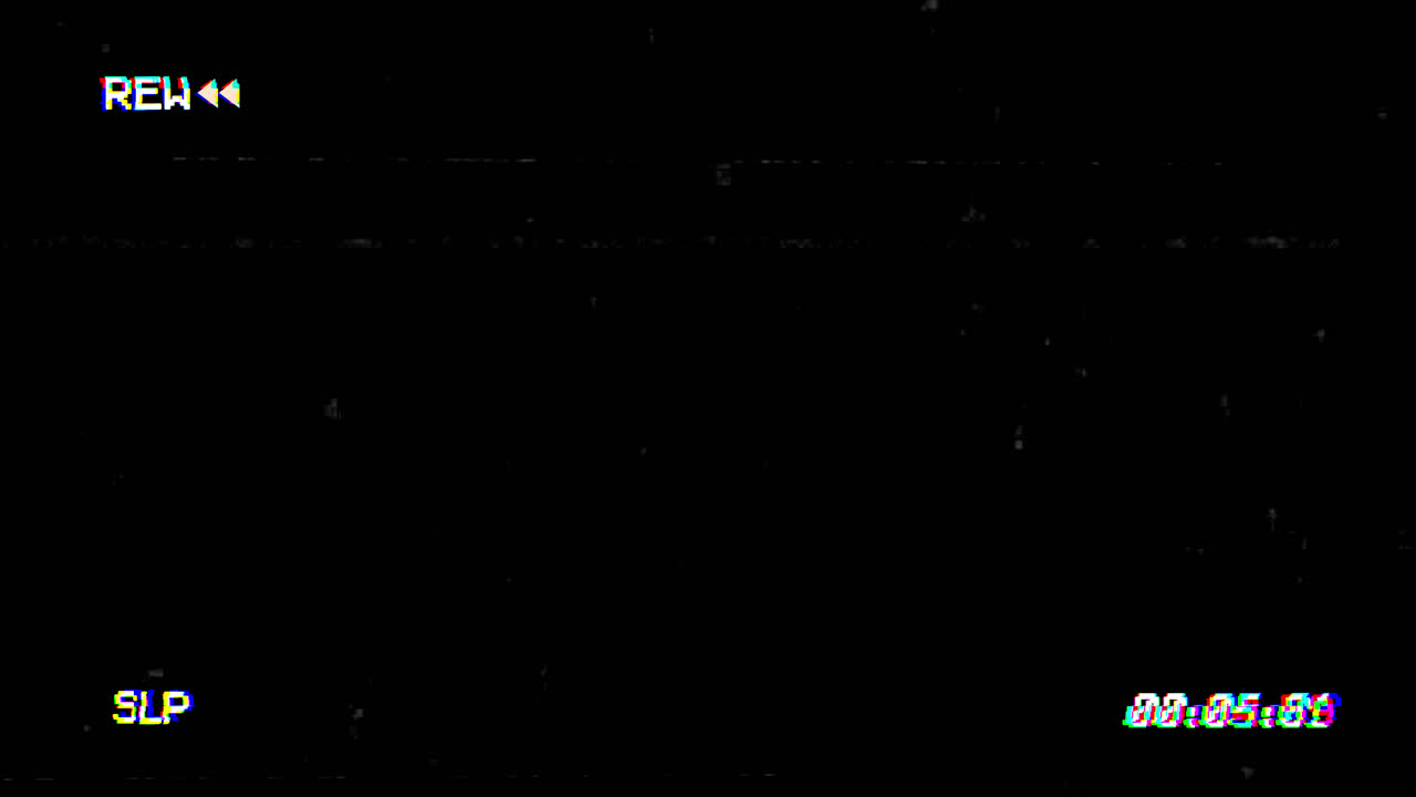 Effetto riavvolgimento VHS con interferenze e glitch