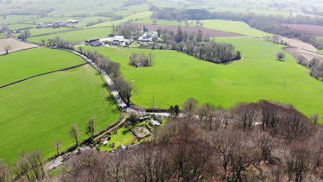 Panning-left-shot-of-the-East-Devon-Countryside-taken-from-above-Hembury-Hill-Fort