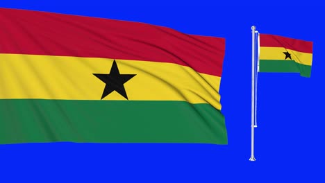 green screen ghana two flags waving ghanaian flagpole animation 3d chroma key