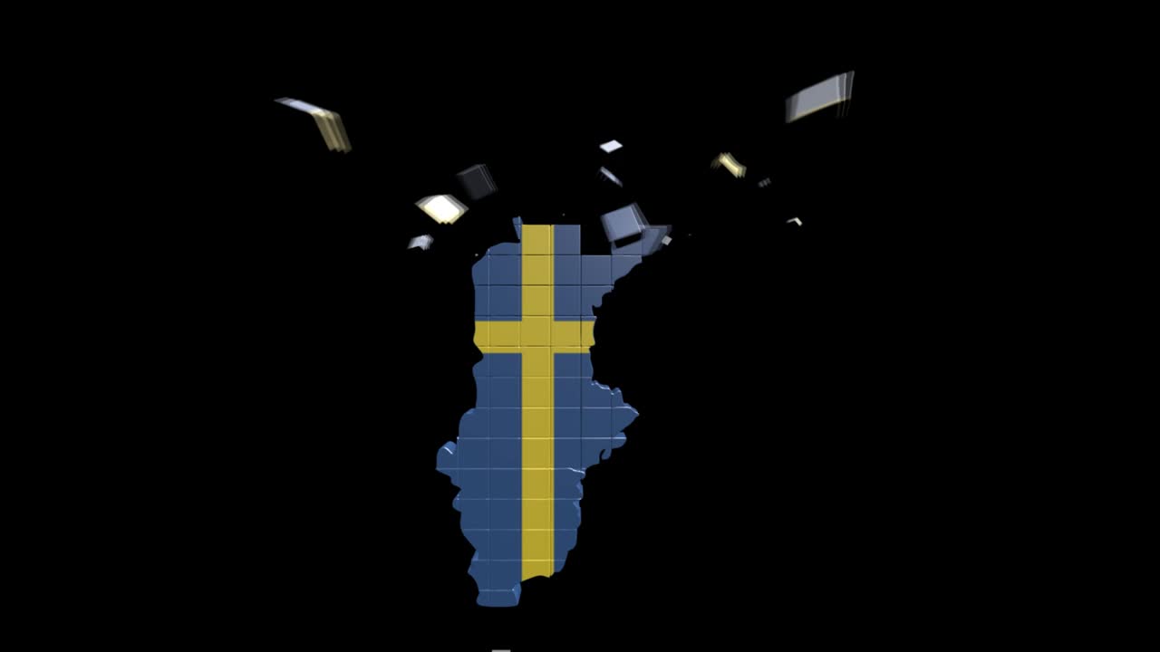 карта швеции, показывающая введение по регионам 4k анимированная карта швеции введение фон с странами, появляющимися и исчезающими одна за другой и движением камеры