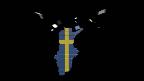 mapa de suecia mostrando introducción por regiones 4k animación mapa de suecia introducción fondo con países que aparecen y se desvanecen uno por uno y movimiento de la cámara