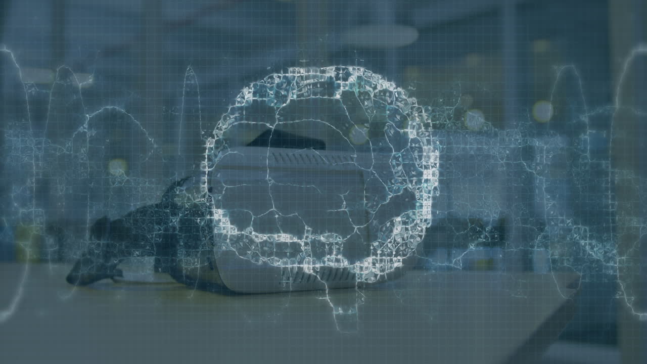 인간의 뇌와 dna 줄무의 애니메이션 vr 헤드