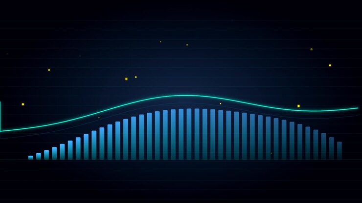 Digital Bar Graph Rising with Glowing Trend Line