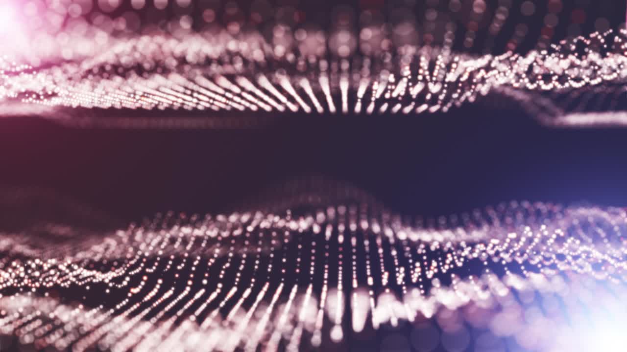 Abstract digital red particle wave. Seamless loop 4k animation