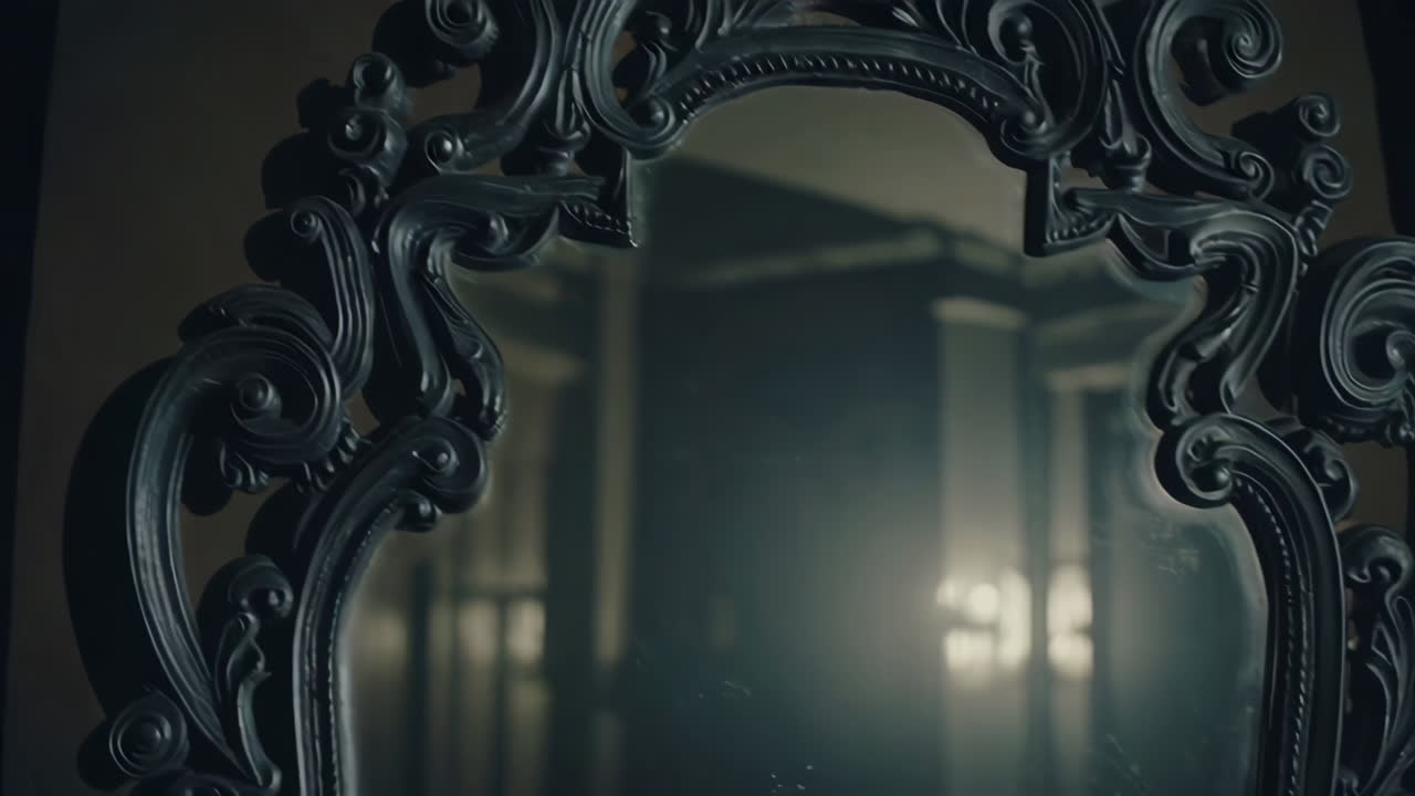 Antique Black Ornate Mirror