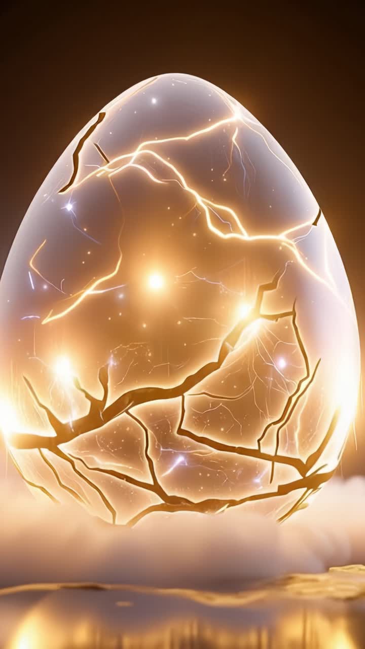 Captivating Mystical Egg Illuminated with Electric Energy and Cracks, Symbolizing Transformation and Rebirth in a Fantasy Realm