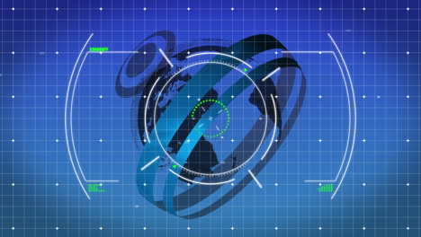 animation of globe and scan scoping over grid