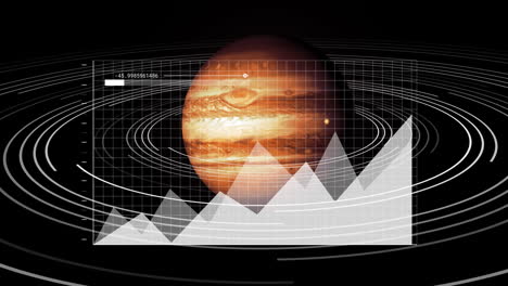 animation of data processing over statistics over planet