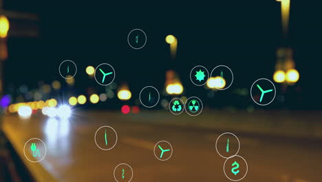 animación de iconos digitales sobre fcars en la carretera