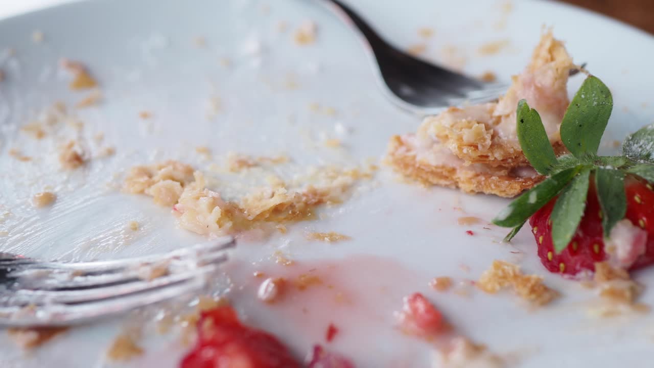 맛있는 디저트 후에 빈 접시