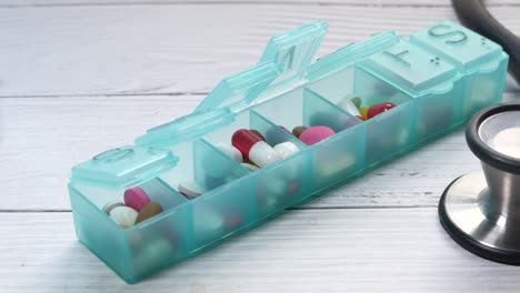 pill organizer with stethoscope